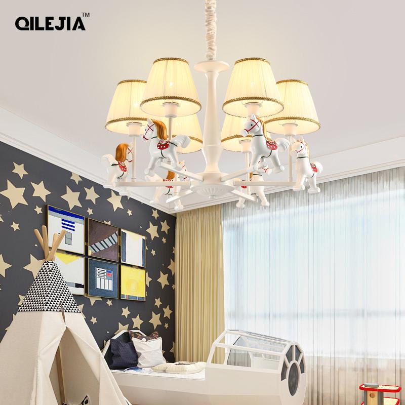 

Modern chandelier Children's carousel room lamps boys girls bedroom lamp princess room chandelier dual-use American minimalist