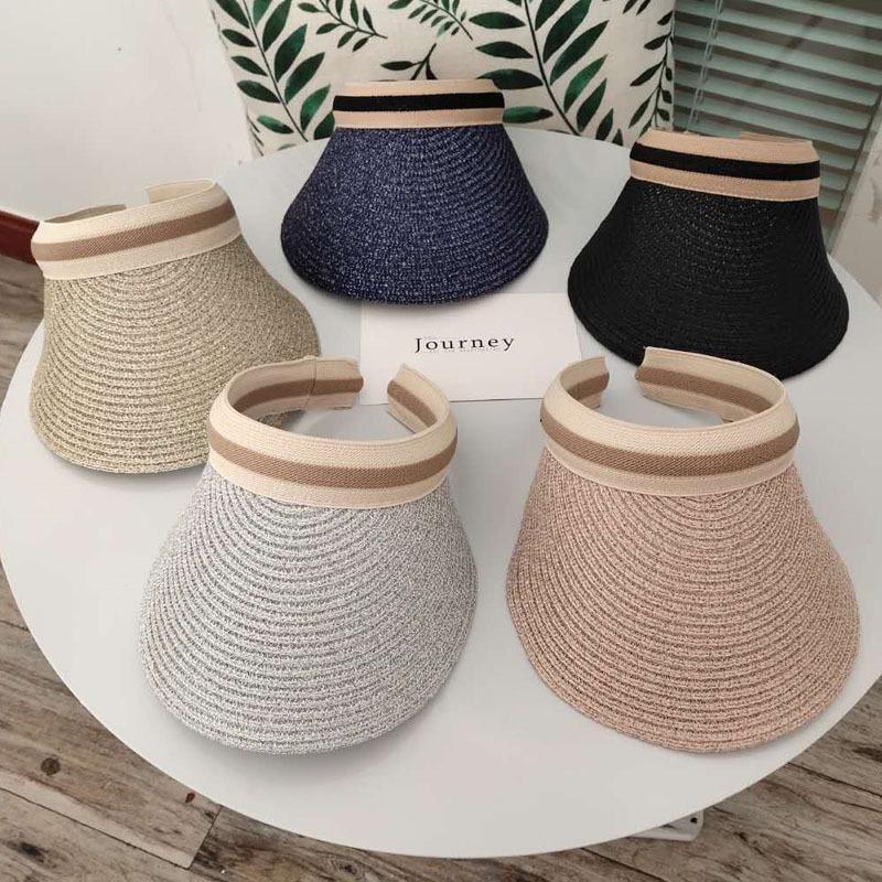 

Cute Bow Sun Hat Female Beach Hat Wide Brim Straw Visor Cap Summer Hats For Women Caps Sun Visor Girls, Navy