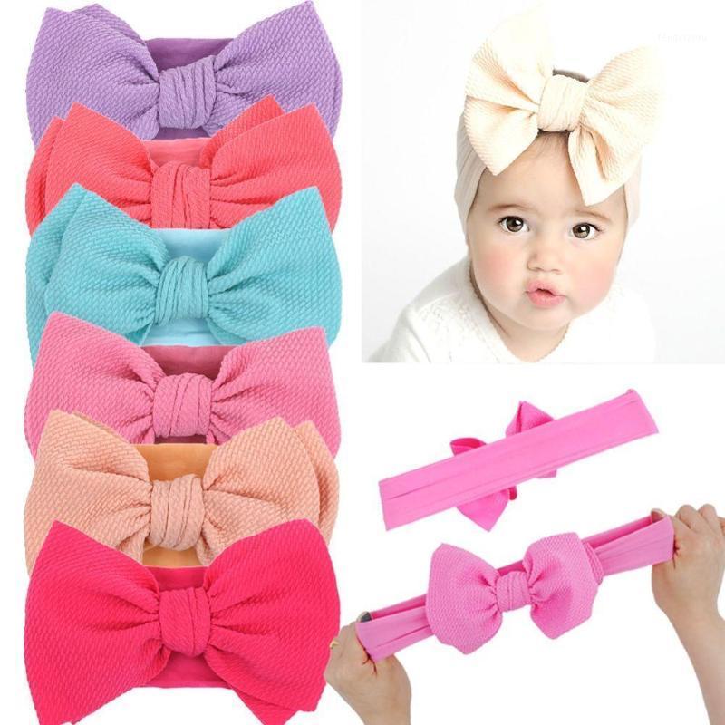 

Elastic Big Bow Turban Baby Girl Headband For Children Hair Accessories Sweet Nylon Bowknot Hairband Infant Newborn Hairbow 0-5T1, White