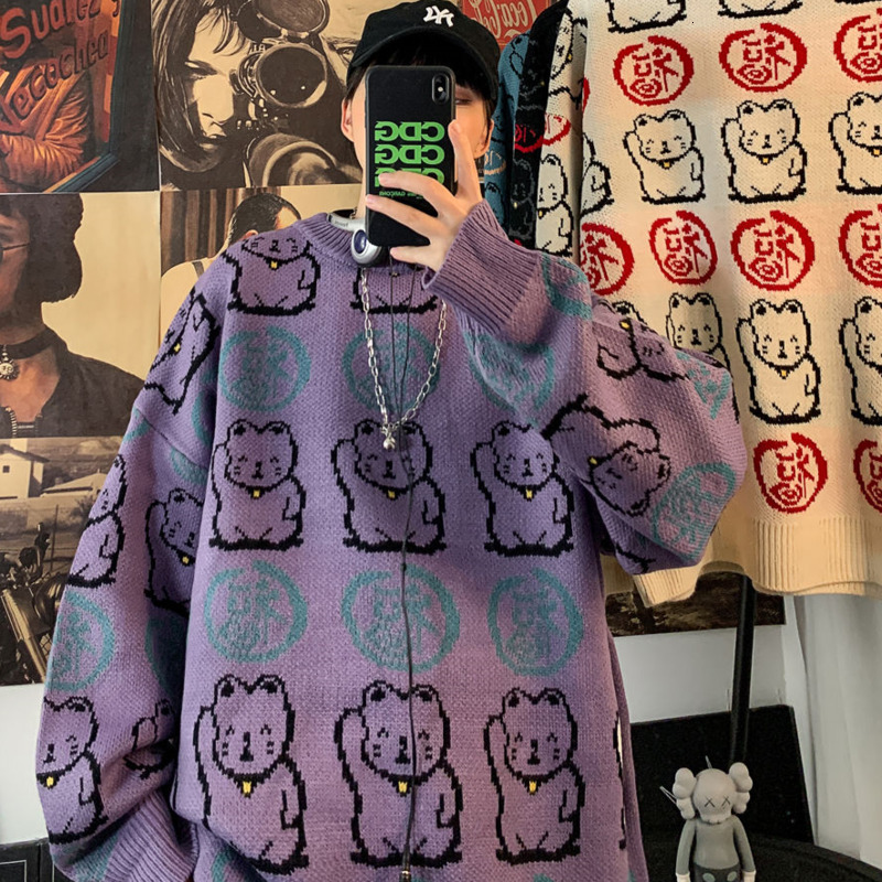 

Male Shirt 2021 Autumn New Lean Bear Long Sleeve Sweater Fashion Individuality Youth Wear JJUN, Purple