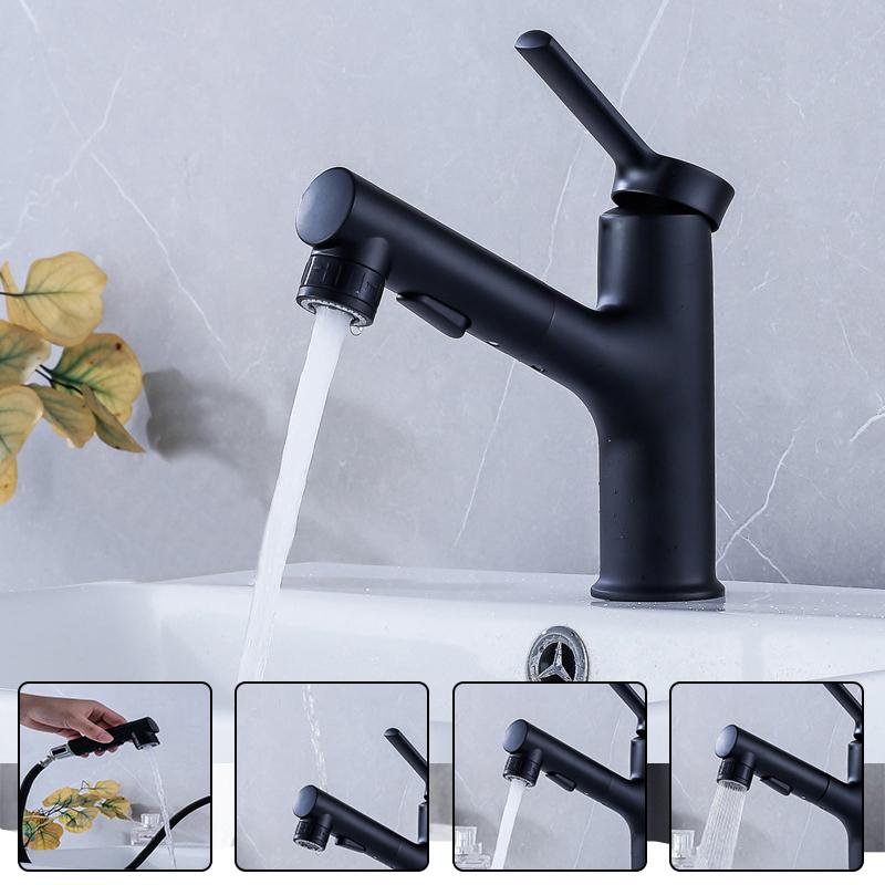 

Pull Out Bathroom Basin Sink Faucet Multifunctional Hot and Cold Water Faucet Rinser Sprayer Gargle Brushing 3 Mode Mixer Tap