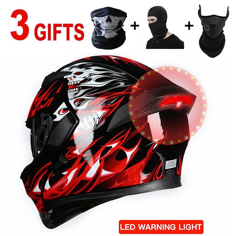 

Motorcycle helmet four seasons open face Bluetooth with LED warning lights 2018 new anti-fog lens to prevent semi-safe driving1, 15