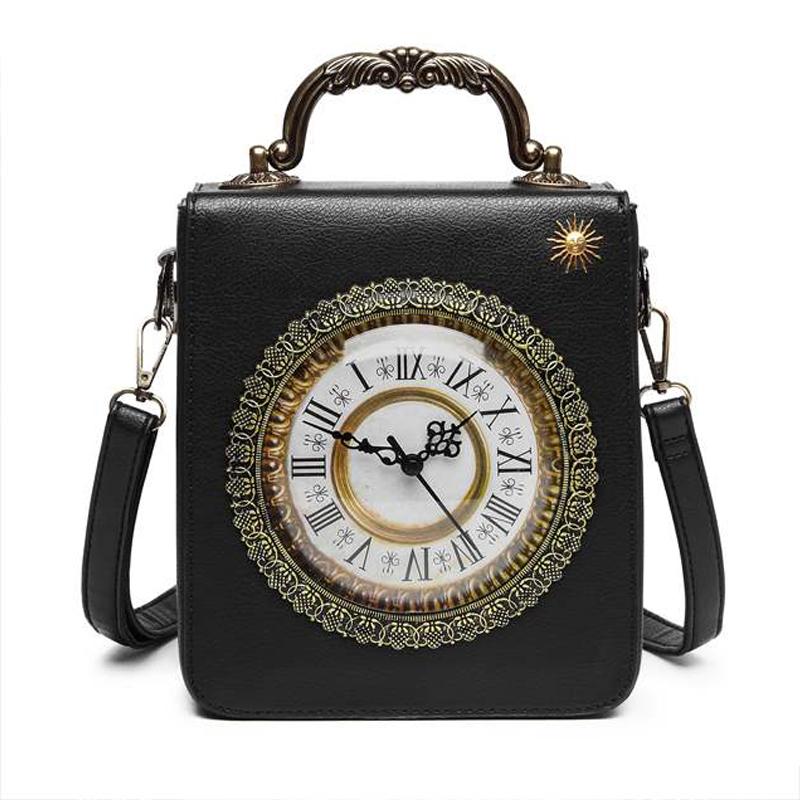 

Luxury Designer Pu Leather Women Handbags Real Alarm Clock Shoulder Bag High Quality Ladies Small Purse Crossbody Bags for Women, Black