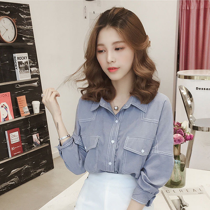 

2021 New Vintage Shirts Clothes Spring Summer Fashion Korean Blouse Long Tops Women's Blouses 5KL2