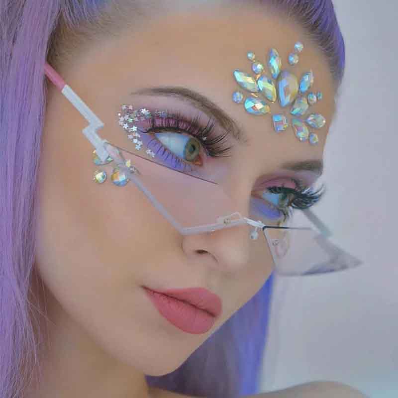 

Fashion Small Mirror Pink Sunglasses Women UV400 Brand Design Cat Eye Sun Glasses Alloy Frame Luxury Rimless Shades Ladies Gift