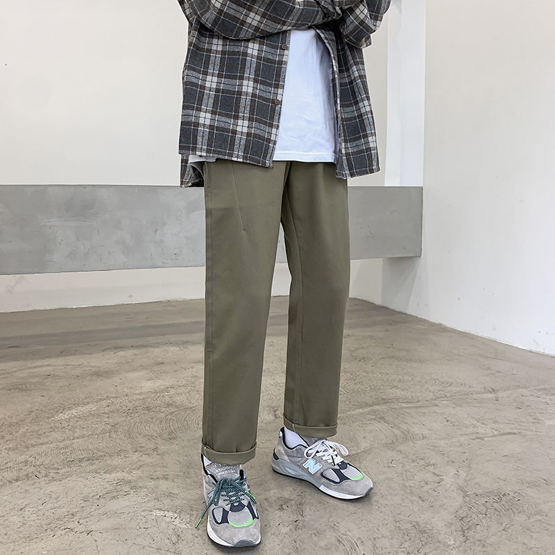 

Trousers 2021 Men's Spring and Autumn's New Colour Overalls Hare Cotton Pants 28-38 Youth 67T1, 8801 khaki