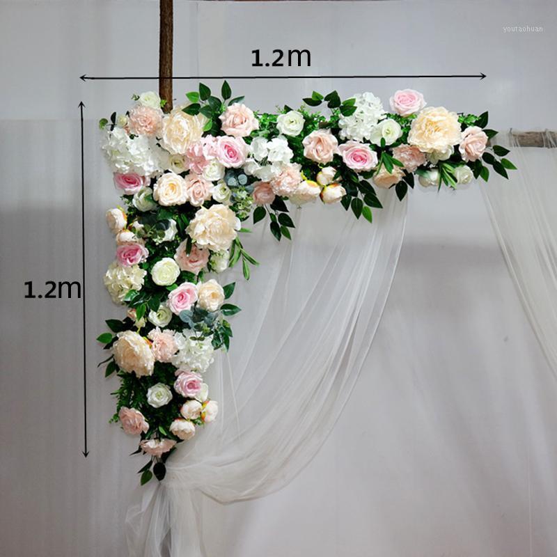 

1pc 120cm Wedding arch flower row floral artificial flowers wall wedding stage background Home decorative fake flower display1, Style 11