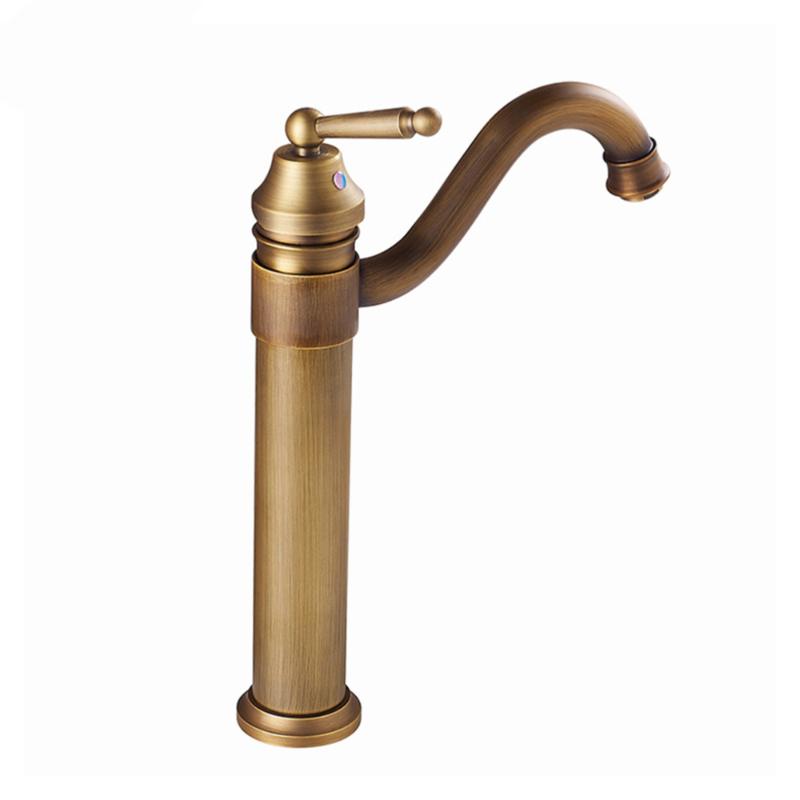 

Antique Bronze Brass Faucet Gold Hot And Cold Water Kitchen Sink Rotary Basin Faucet Handle Lever Mixer Tap