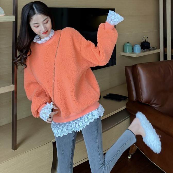 

2021 New Inverno Novo Lao Falso Dois Camisola Mangas Compridas Ins Harajuku Vintage Personalidade Moda Solta Moletom Feminino FBTO, White.