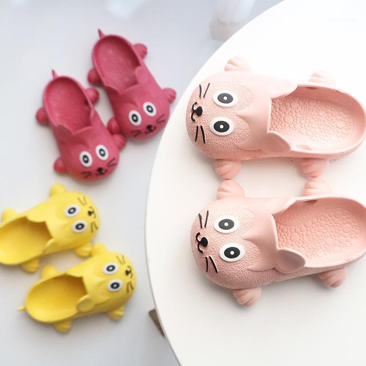 

2020 new cartoon children's and children's slippers cute girl's indoor one word flip flop, Baotou boy wears cool slippers outsid1, Red