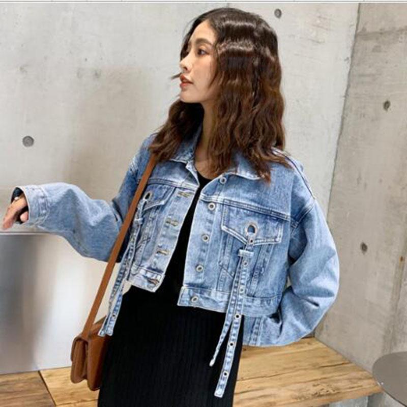 

New early autumn wild loose autumn small short denim jacket, Blue