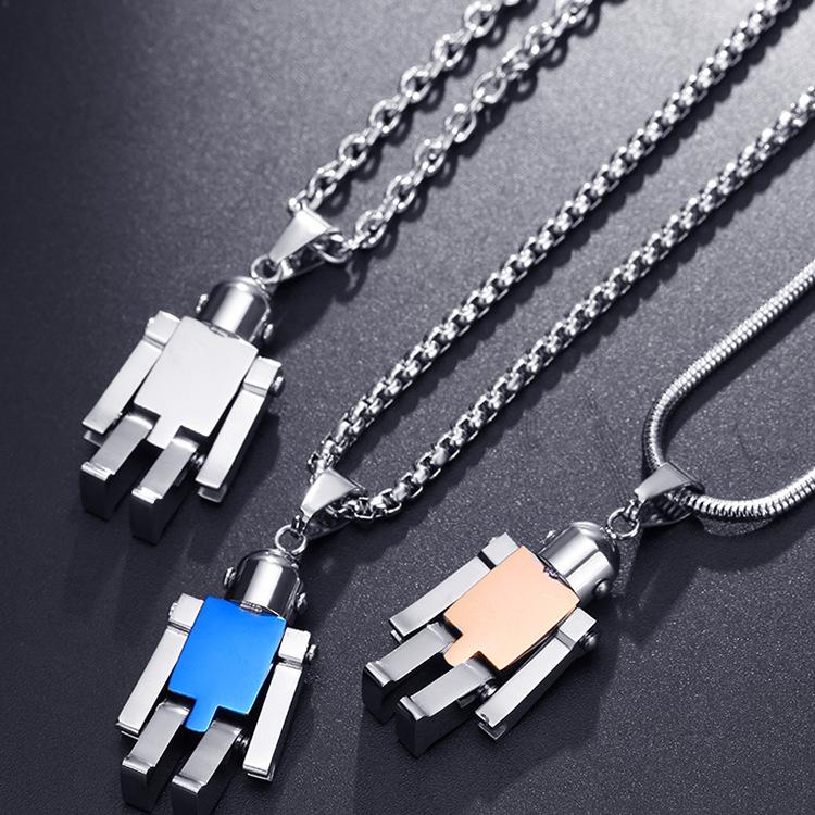 

Pendant Necklaces Fashionable Men And Women Stainless Steel Robot Hands Feet Movable Jewelry