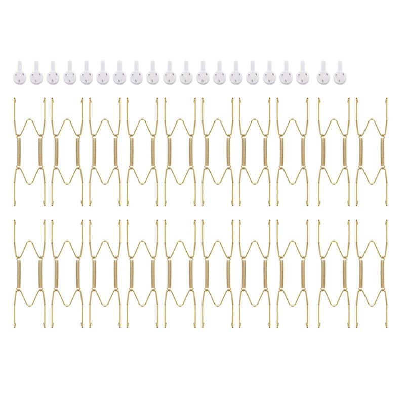 

Hot 20 Pieces 6 Inch Invisible Plate Hangers Wall Plate Hangers Brass Wire Holders with 20 Pieces Wall Hooks