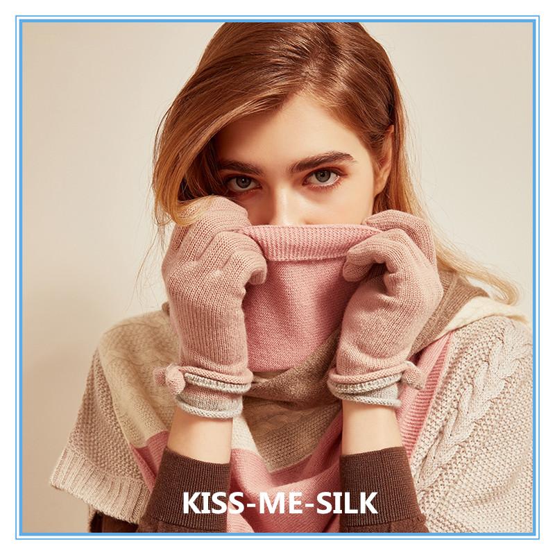 

Five Fingers Gloves KMS Warm Cashmere With Bow Autumn And Winter 10*21CM/31G