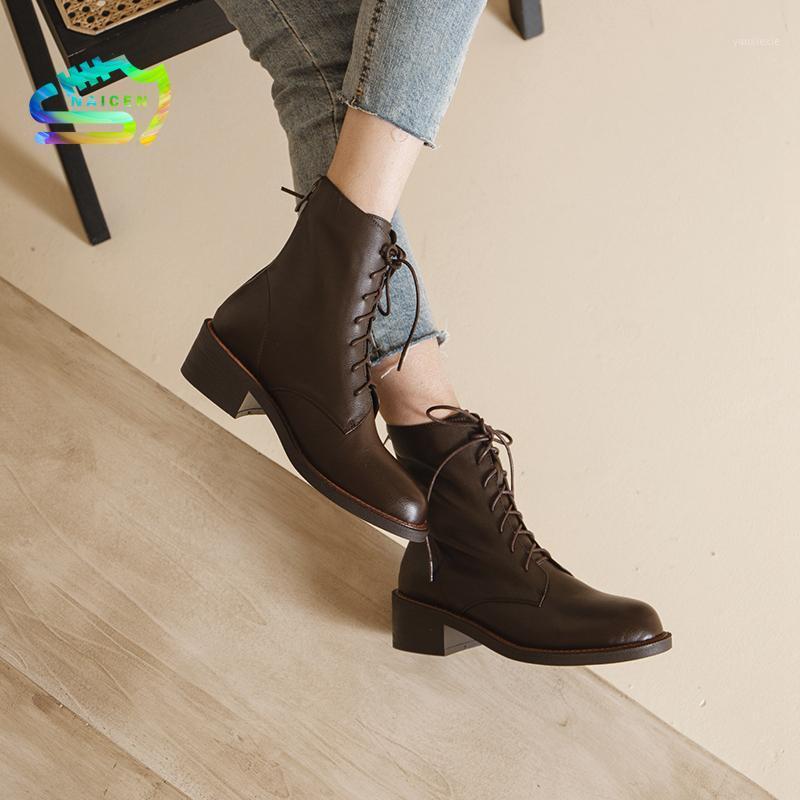 

NAICEN Winter Casual Lace-up Thick Heel Ankle Boots Fashion Trend Outdoor Wild Plus Velvet Warm Short Boots Platform Shoes1, Black