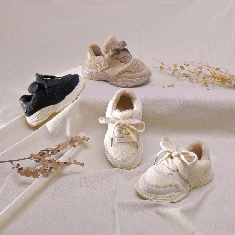 

2021 autumn winter new soft bottom casual shoes non-slip children's shoes comfortable board plus velvet children's, Black
