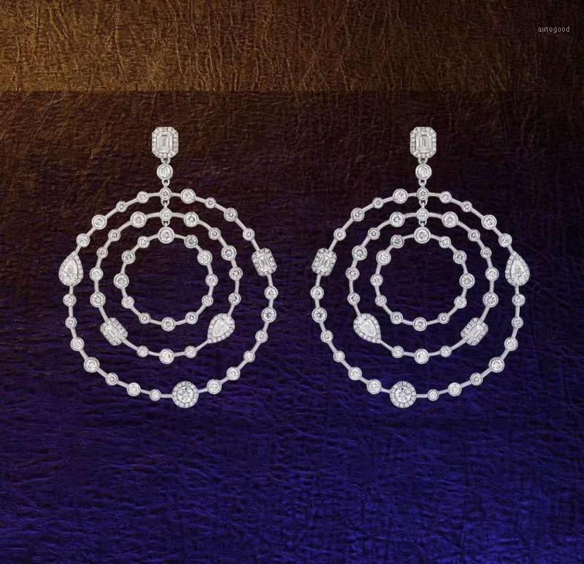 

Dangle & Chandelier HIBRIDE Vintage Round Shape Drop Cubic Zirconia Women Engagement Earrings Jewelry Party Gift Accessories Bijoux Femme E-