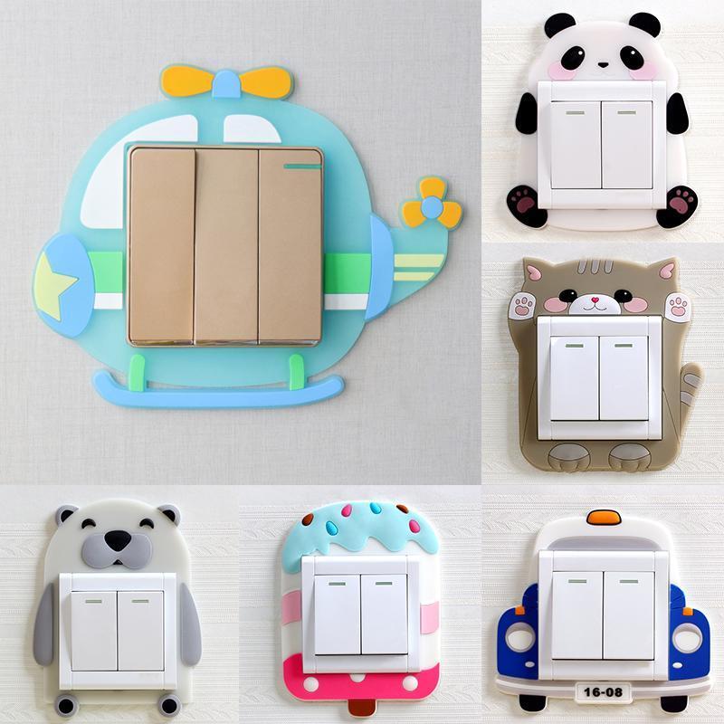 

1Pcs Silicone Switch Stickers Cartoon Children Room Decoration Washable Luminous Switch Light 3D Wall Stickers for Household1