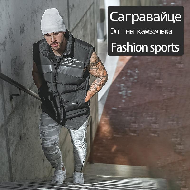 

Men's Autumn Sports Vest Thin Section Double Layer Sleeveless Sports Vest Waterproof Sportswear Zipper Jacket Men Negroke, Black