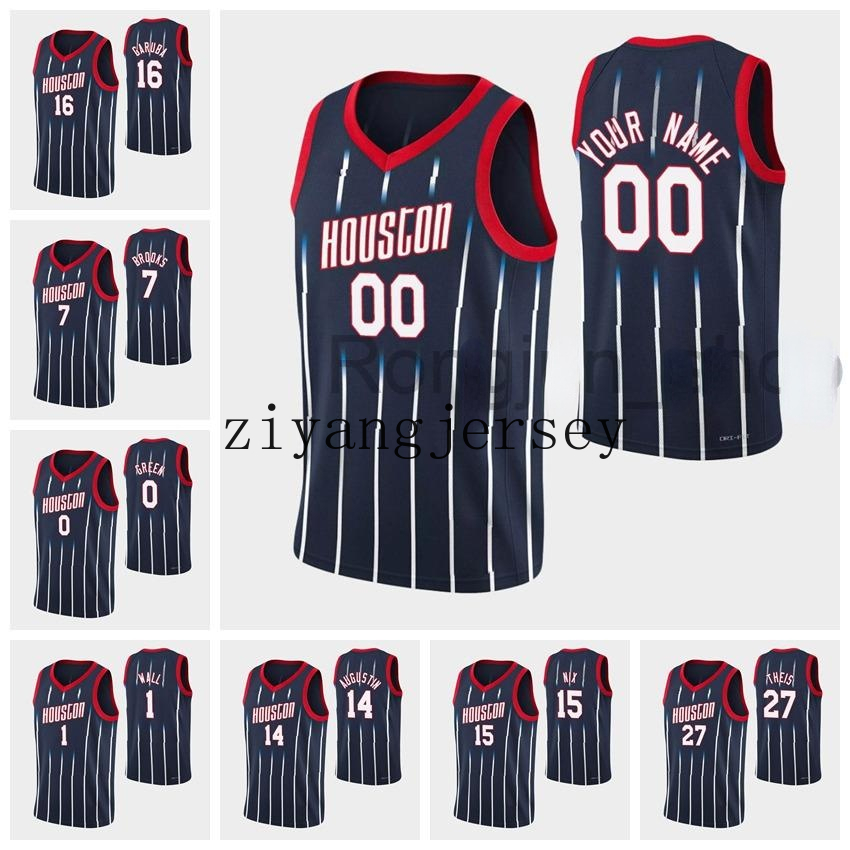 

75th Anniversary Diamond Basketball Jerseys 2021/22 Printed John Wall 1 Eric Gordon 10 Christian Wood 35 Jalen Green 0 Daniel Theis 27 Alper, Black;red