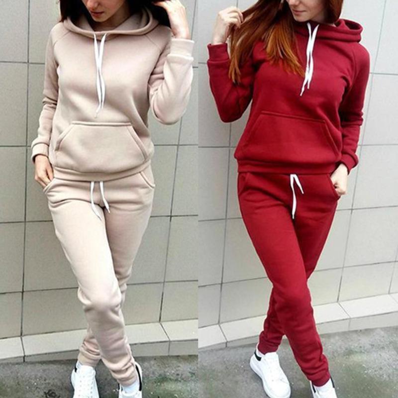 

Simple Women' Autumn Sports Suit Hooded Sweatshirts And Pants Set For Exercise YS-BUY, Black