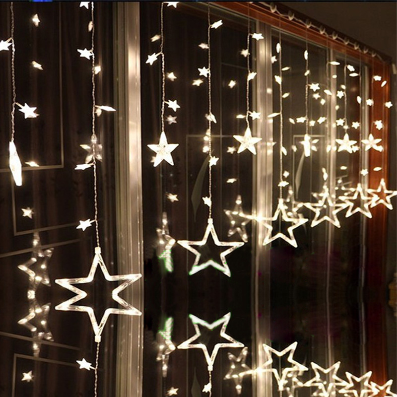 

AC110V or 220V Holiday Lighting LED Fairy Star Curtain String luminarias Garland Decoration Christmas Wedding Light 2M led Icicle Lights