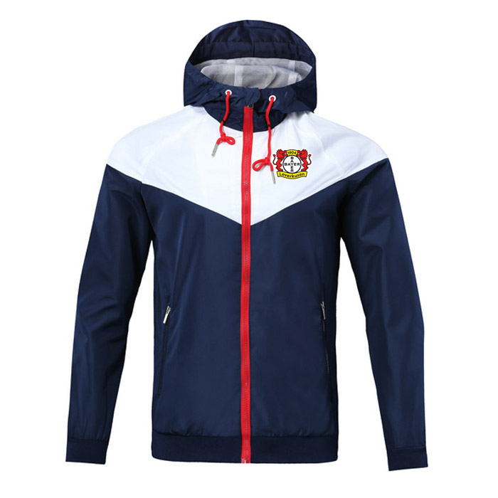 

bayer 04 leverkusen Windbreaker zipper jacket Hooded soccer Windbreaker Football jacket Sportswear full zipper coat Men's Jackets, Black;red