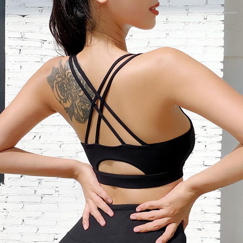 

SALSPOR Women Yoga Bra Casual Push Up Shockproof Backless Trainning Sportwear Fitness Underwear Tank Tops Yoga Gym Bra Female1, Black