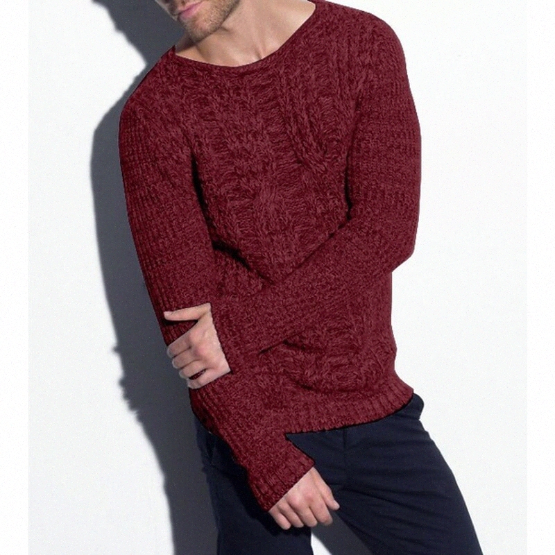 Men's Pullover Knitted Solid Color Acrylic Fibers Long Sleeve Sweater Cardigans Crew Neck Fall Spring Gray Green Dark Gray U1Xw#