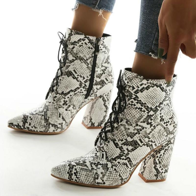 

women ankle boots high heels pumps shoes woman booties PU leather pointed toe shoe chaussures femme zapatos mujer sapato NH236, Snake