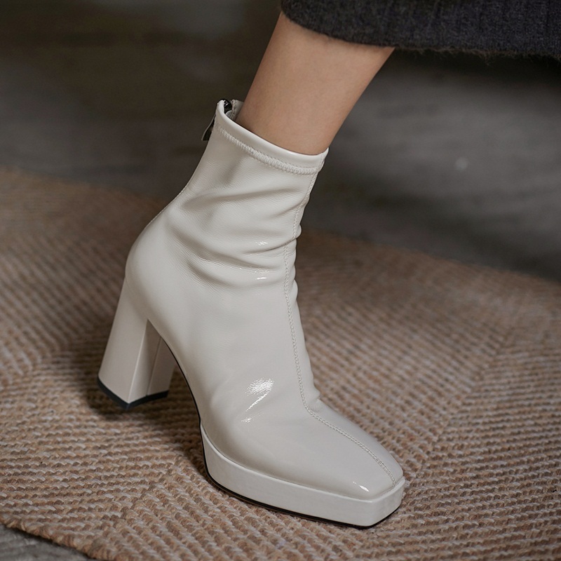 

2021 High Qulaity Women's New Spring Black Woman Ankle Boots Party Shoes Size 34-39 Euro 1r0c, Beige white