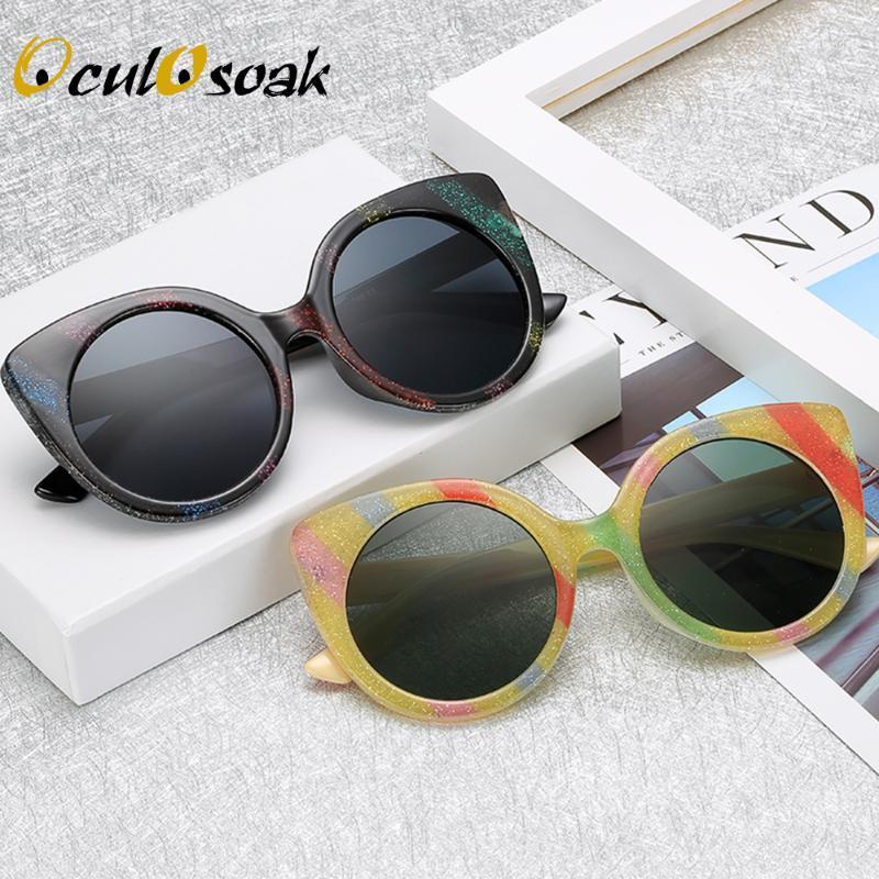 

Glitter Rainbow Cat Eye Sunglasses Diagonal Stripe Retro Sunglasses Fashion Street Shoot Glasses Men and Women Metal Sunglass1