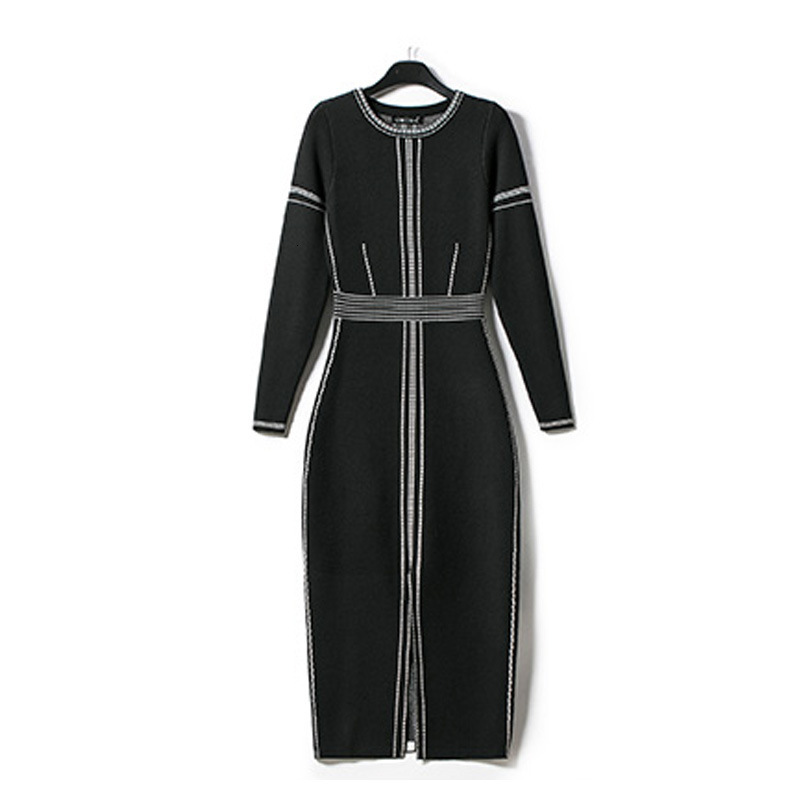 

2021 New Sexy Split Pullover O-neck Vestidos Party Bodycon Regular Long Sleeve Women Autumn Winter Dropshipping Zfxn, Green