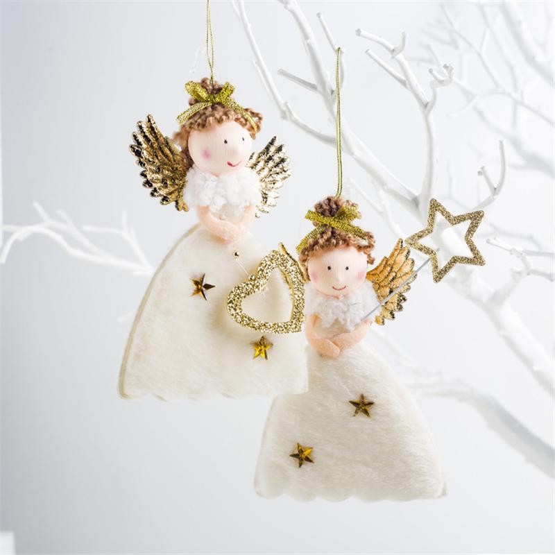 

2020 Christmas Decoration for Home Toy Ornaments Angel Plush Doll Fairy Closet Pendants Christmas Tree Decoration 2PCS1