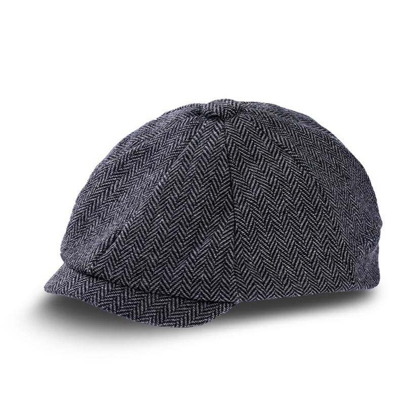 

Big Size Herringbone Patterns Men's Beret Gentlemen Retro Newsboy Caps Casual Flat Hats Women Octagonal Cap Boinas Para Hombres, 1 color