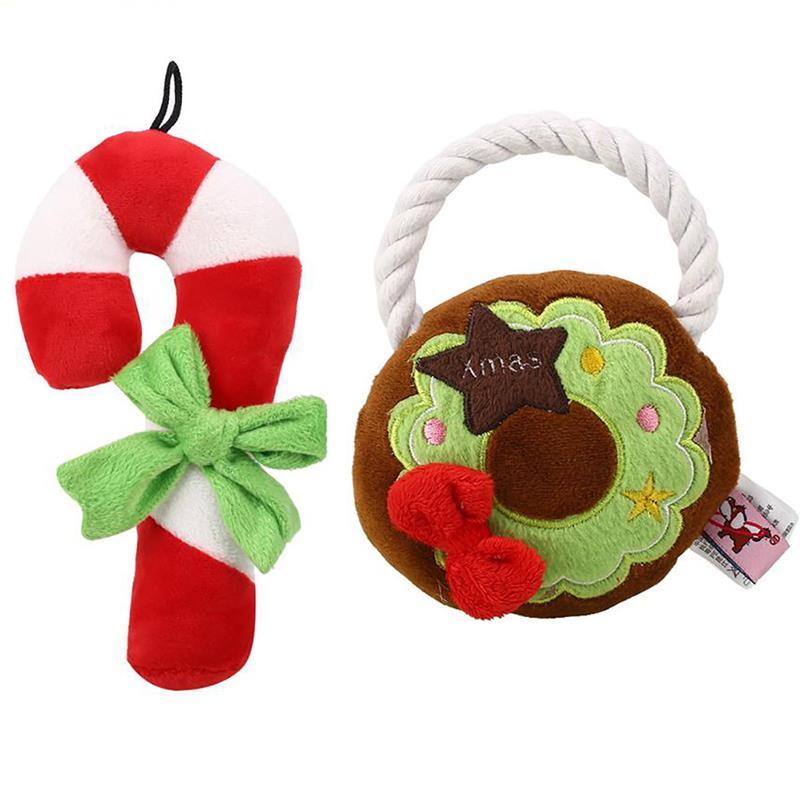 

Christmas Pet Toy Cute Cane Bowknot Bite Resistant Squeaky Dog Toy Dog Chew Squeaker Quack Sound