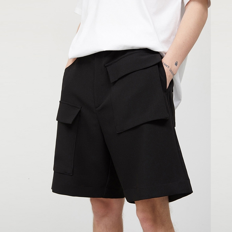

2021 New S-6xl. Male Black Release-fitting Large Pocket with Short Asymmetric Pants T5XP