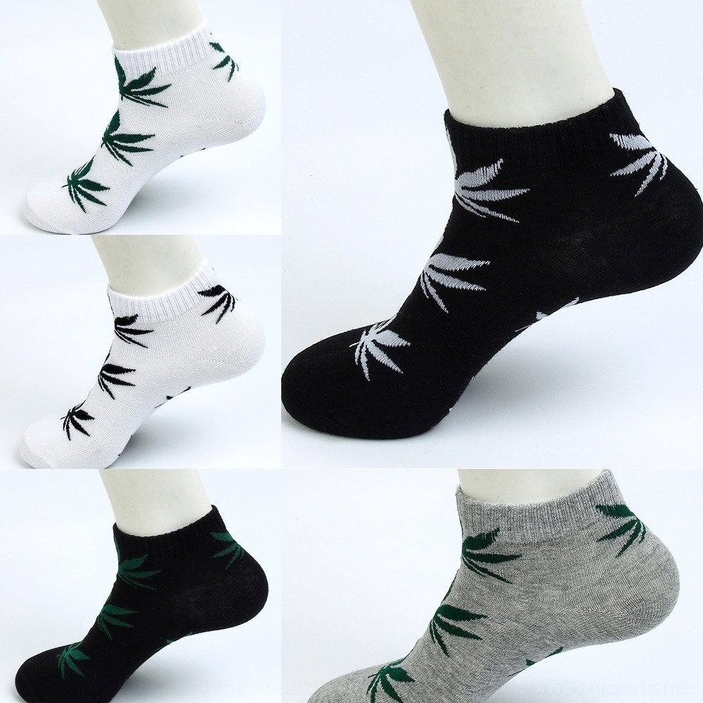 

7xwcl men's and summer boat men's Boat Socks and Maple Leaf Sports cotton deodorant sweat-absorbent socks Spring casual O8EcO, White green leaves