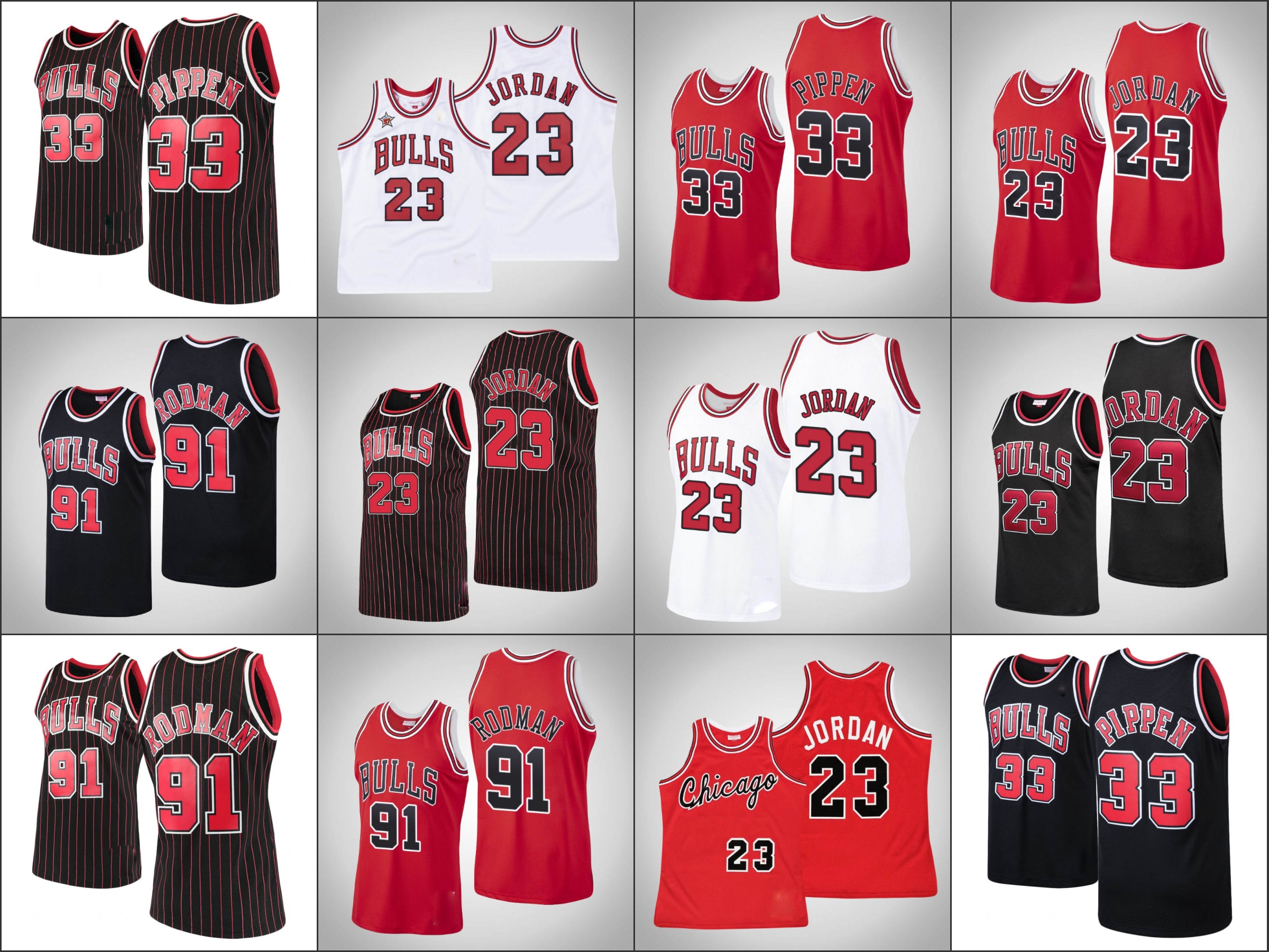 

Chicago Bulls Men Michael Jor dan MJ Scottie Pippen Dennis Rodman NBA 1997-98 All-Star Hardwood Classics Jersey, Black