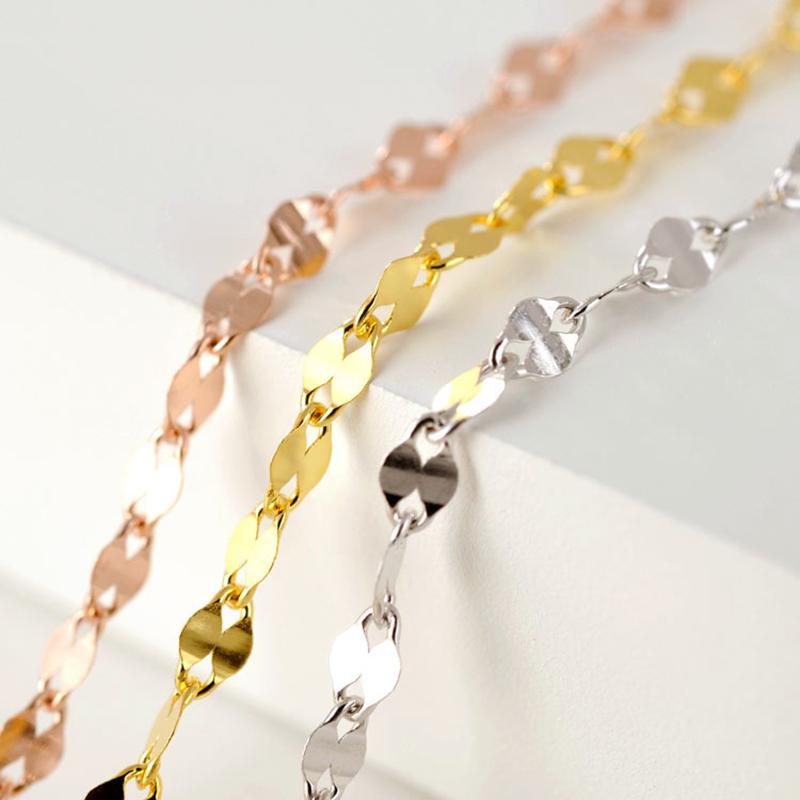 

MIQIAO 925 Sterling Silver Platinum Color Lip Shape Chain Long 40 45 50 55 60 70 CM Wide 2.7 MM Rose Gold Necklace Women Gift