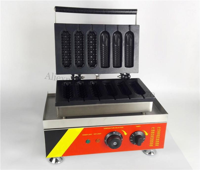

French Corn Waffle Hot Dog Waffle Machine Commercial Lolly Hotdog Sausage 110V 220V 1500W 3+3 Molds1