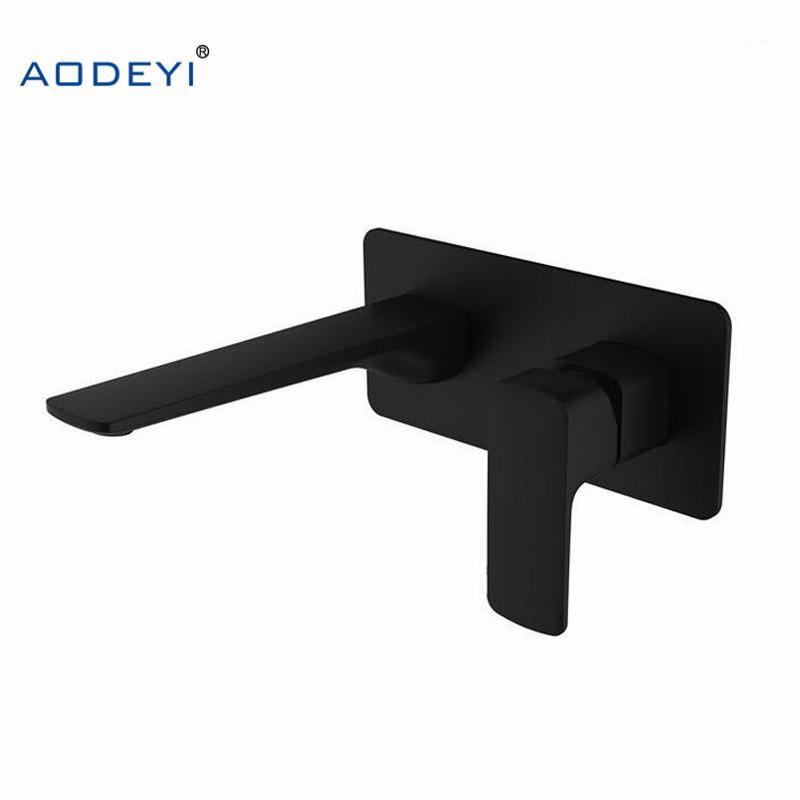 

AODEYI Brass Wall Mounted Basin Faucet Single Handle Bathroom Mixer Tap Hot & Cold Water Tap Matte Black Chrome Fine Casting1
