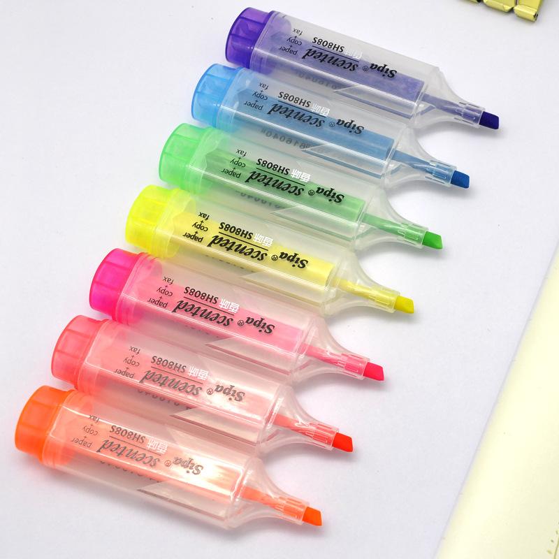 

Scented color Highlighter pen Transparent body book marker Spot Liner Stationery Office School supplies F278