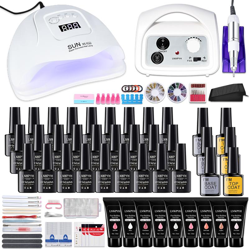 

Nail Set 54W nail Lamp Dryer 35000RPM drill Machine Extensions Quick Building Gel Polish Set Soak Art kit