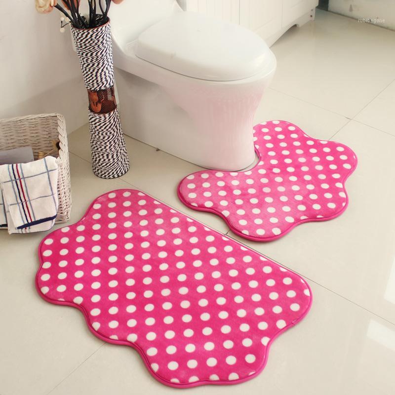 

2pcs/set New Soft Bath Pedestal Mat Toilet Non Slip Rug Home Decor Bath Mat 5 Colors Floor Mats Carpet Bathroom Carpet Set B1