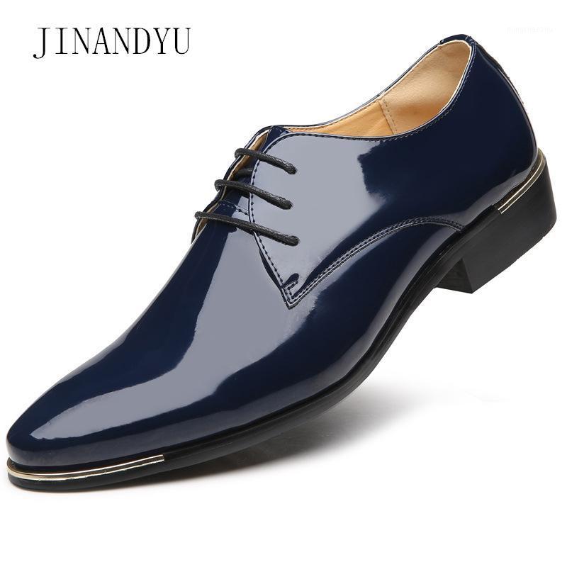 

38-48 Derby Shoes Men Elegant Oxford Shoes for Nen Wedding Top Quality Mens Black Dress Patent Leather Sepatu Formal Pria1, Red