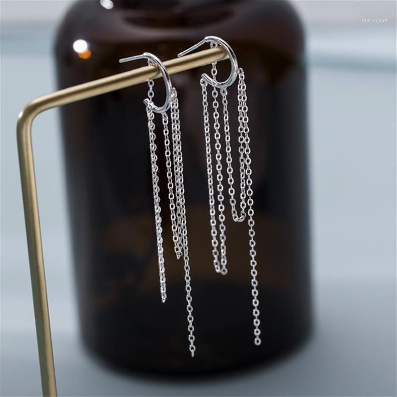 

Drop Long Chain Tassel Earring For Women 925 Sterling Silver Earrings Fashion Silver Jewelry korean New 2020 oorbellen1