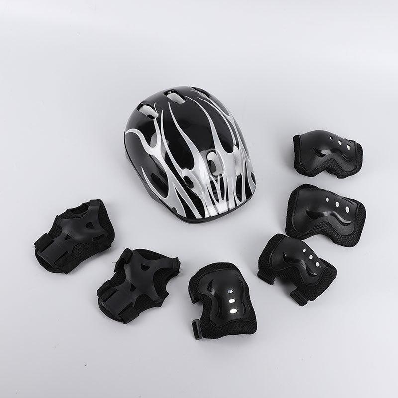 

7 PCS Roller Skating Kids Foam Helmet Bike Swing Car Skate Knee Elbow Pads Wrist Guard Children Outdoor Protective Gear1, Red