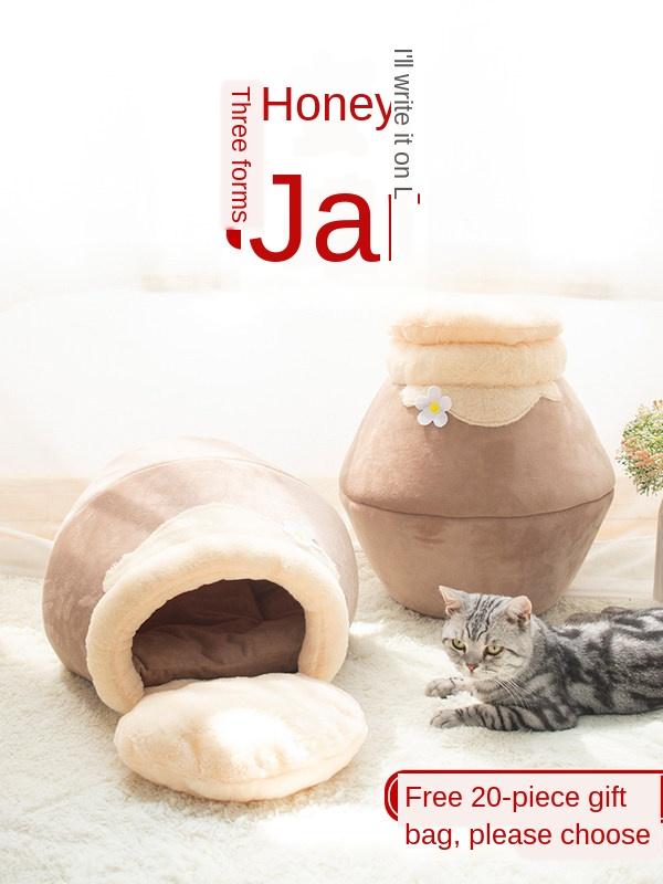 

Foldable Cute Cat House Cave Sleeping Bag Cushion Thickened Pet Bed Kittens Products Winter Warm Cat Bed Plush Soft Portable