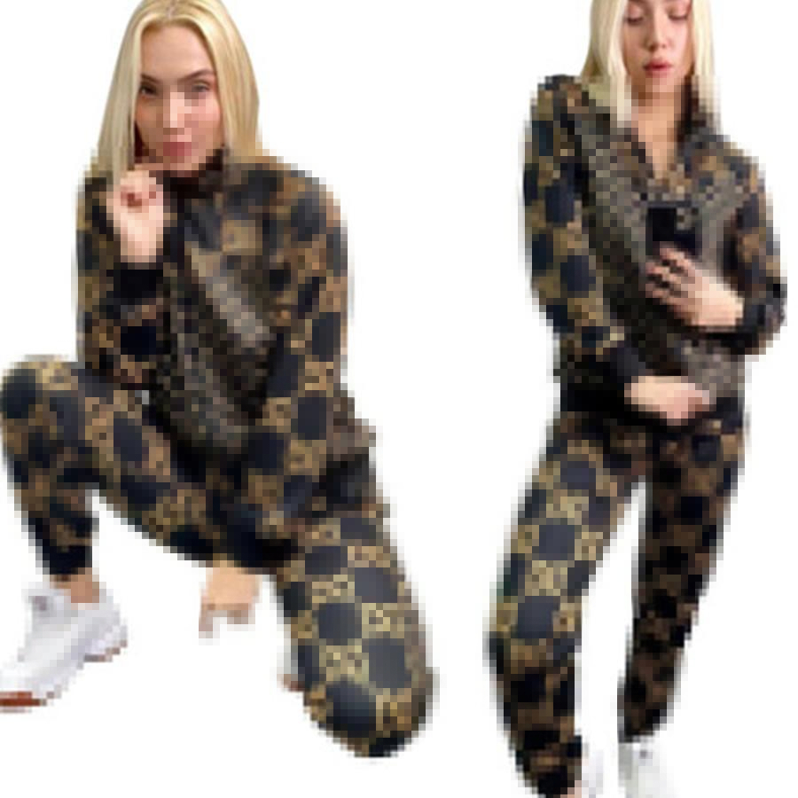 

Brand Plus Size 2 Piece Set Women Fall Clothes Sweatsuit Joggers Outfit Zip Top Sweatpants Letter Printing Tracksuit -2XL, Black